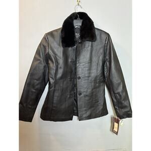 Lebaz 90s Genuine Leather Jacket Removable Faux Fur Collar Size Small
